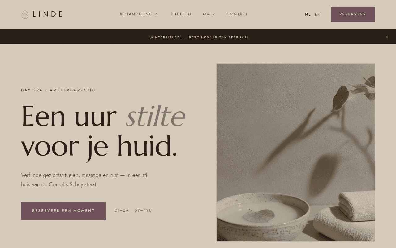 LINDE Day Spa demo website